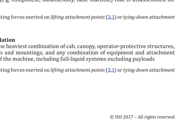 ISO 15818:2017 pdf download – Earth-moving machinery — Lifting and tying-down attachment points — Performance requirements