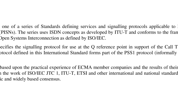 ISO IEC 19460:2003 pdf download – Information technology — Telecommunications and information exchange between systems — Private Integrated Services Network — Inter-exchange signalling protocol — Single Step Call Transfer supplementary service