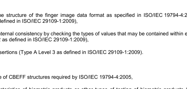 ISO IEC 29109-4:2010 pdf download – Information technology — Conformance testing methodology for biometric data interchange formats defined in ISO/IEC 19794 — Part 4: Finger image data