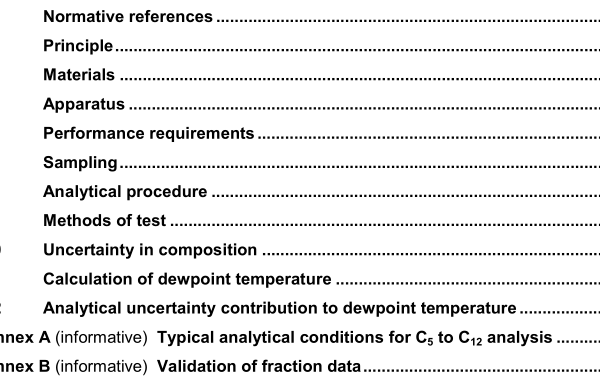 ISO 23874:2006 pdf download – Natural gas — Gas chromatographic requirements for hydrocarbon dewpoint calculation