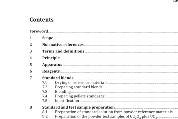 ISO 16796:2022 pdf download – Nuclear energy — Determination of Gd 2 O 3 content in gadolinium fuel blends and gadolinium fuel pellets by atomic emission spectrometry using an inductively coupled plasma source (ICP-AES)